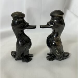 Vtg Pewter Duck Salt & Pepper Shakers . W. B Mfg Co. C-98
